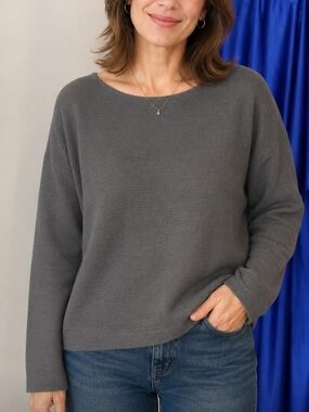 4/$20 Gray Women's Cozy Knit Sweater - Classic Boatneck